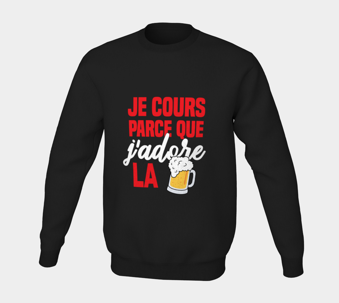 Coton ouaté unisexe Je cours parce que j’adore la Bière