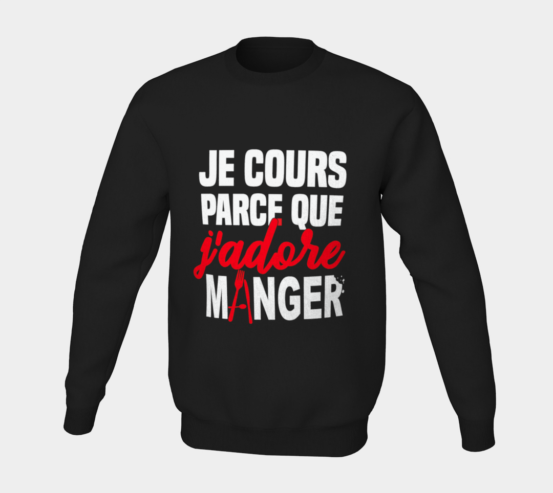 Coton ouaté unisexe je cours parce que j’adore le vin