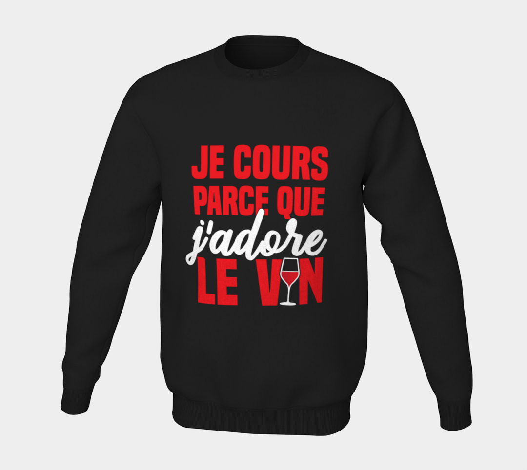 Coton ouaté Je cours parce que J’adore le vin