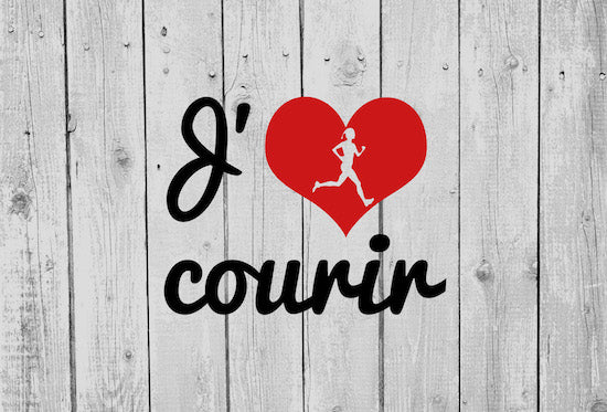 Autocollant J'aime courir pour ordinateur, agenda,...